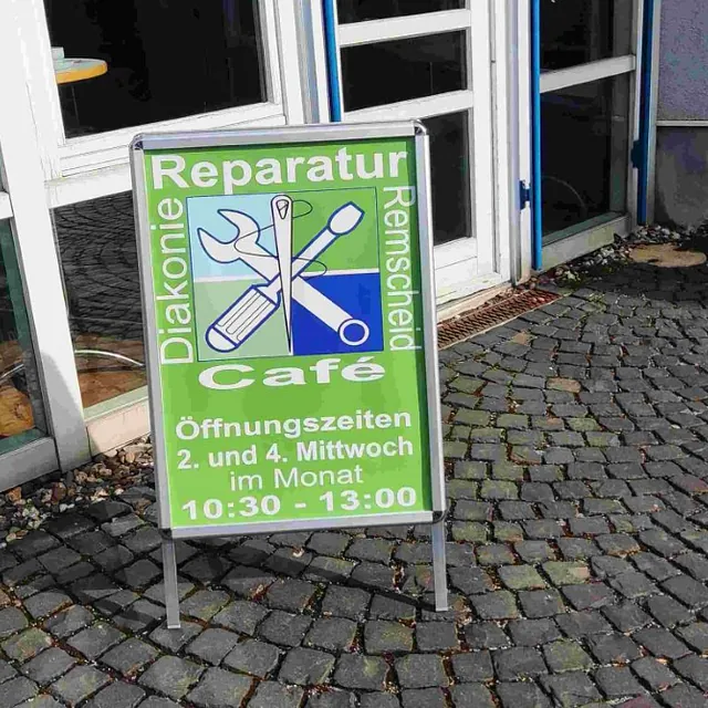 Hinweisschild zum Reparatur-Cafe